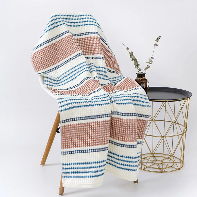 Asciugamano da bagno in cotone a righe colorblock Ownkoti