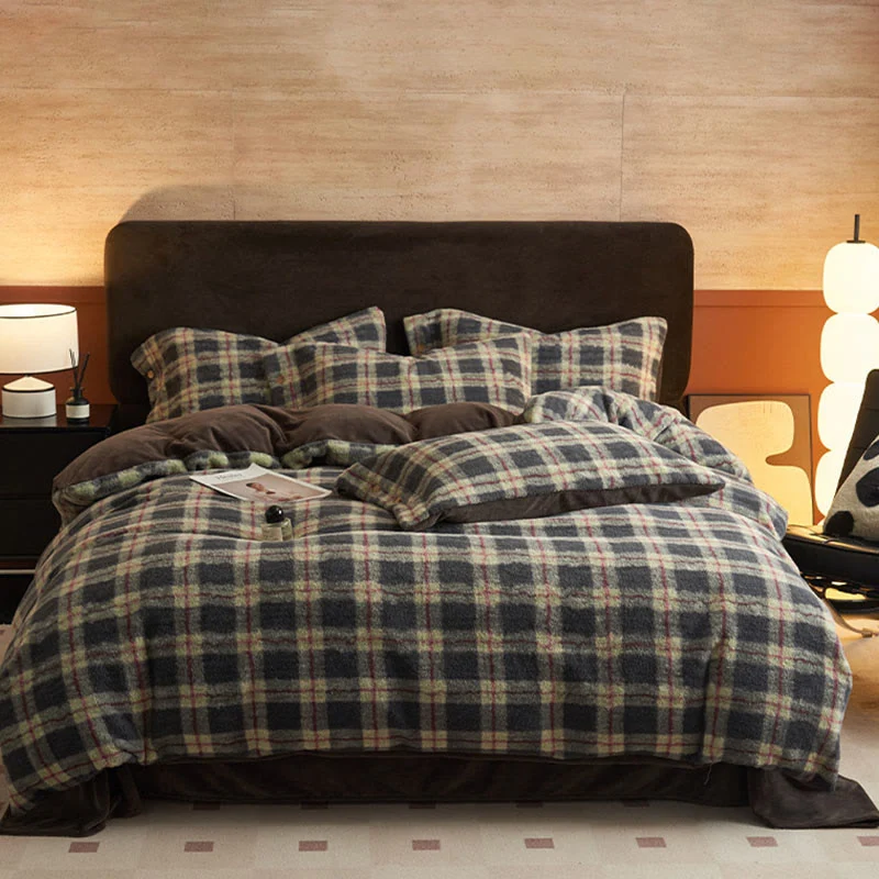Set di biancheria da letto classica scozzese e calda (4 pezzi)