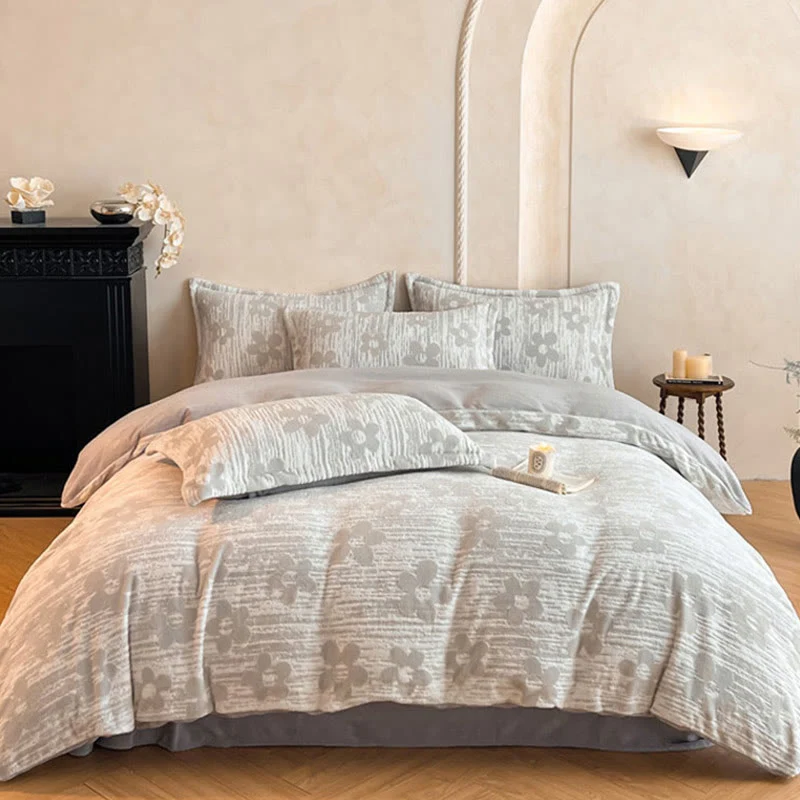 Set di biancheria da letto in pile spesso e goffrato (4 pezzi)