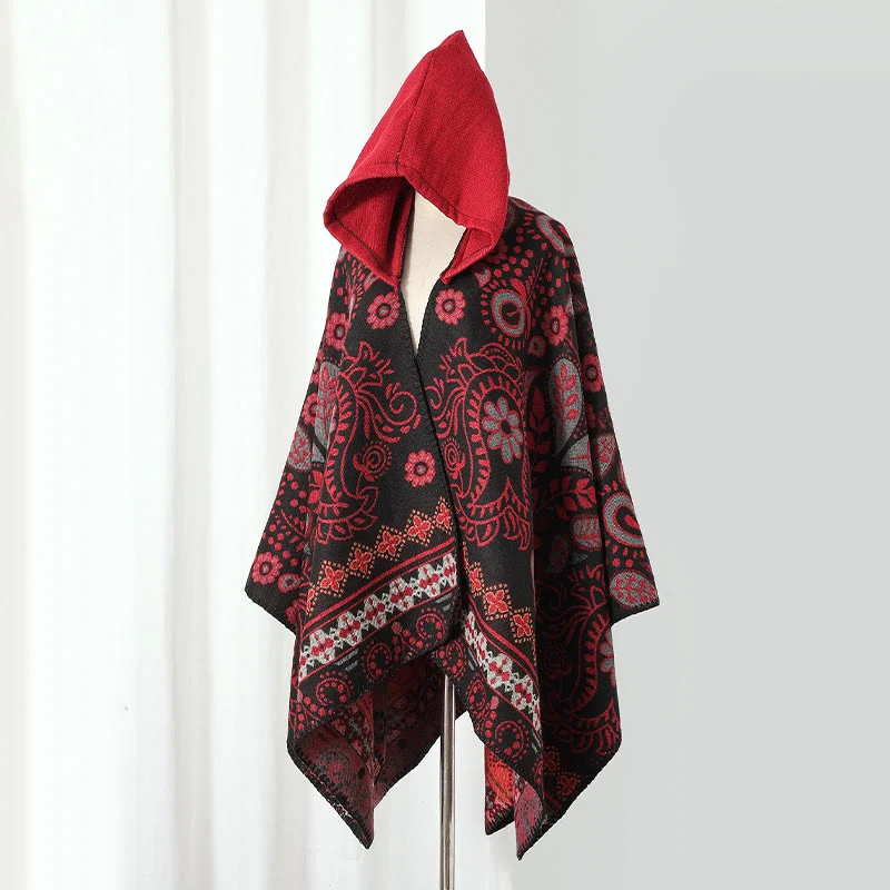 Mantella con cappuccio e scialle vintage Paisley