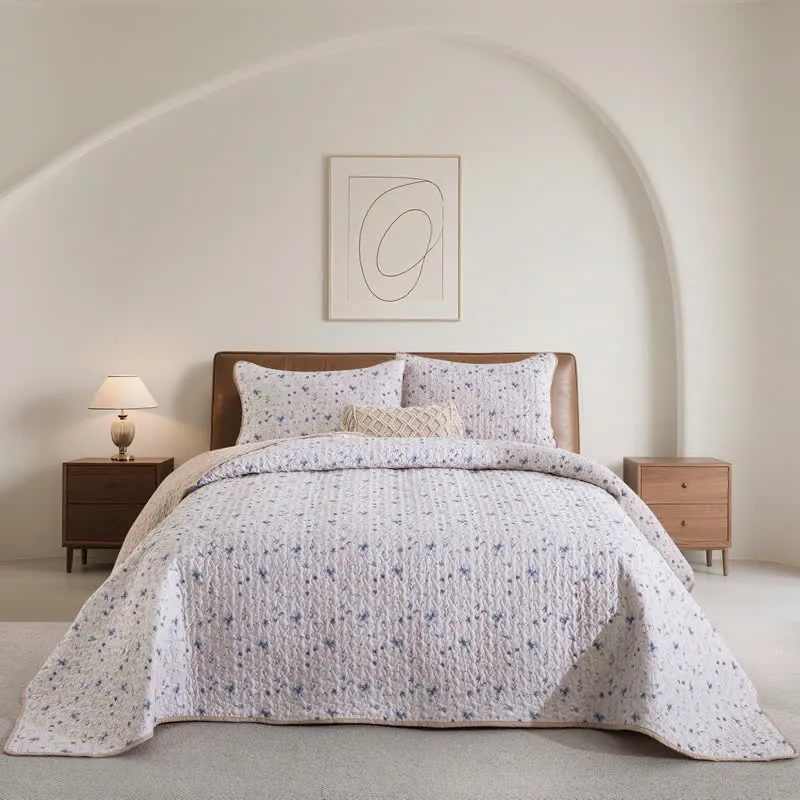 Set copriletto trapuntato floreale Serene Floral (3 pezzi)