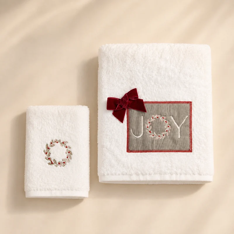 Coppia asciugamani spugna Joy beige