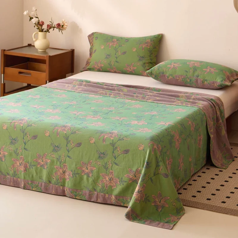 Copriletto in garza di cotone jacquard Lily