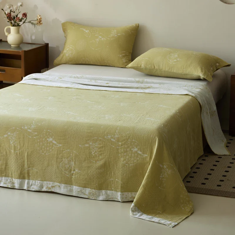 Copriletto vintage in garza di cotone jacquard