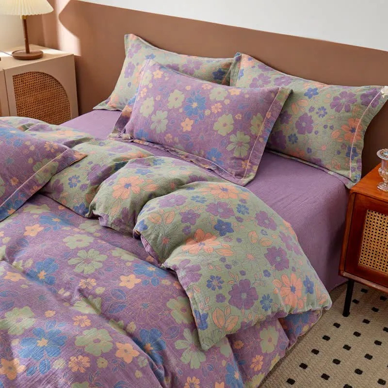 Elegante biancheria da letto in garza di cotone jacquard floreale