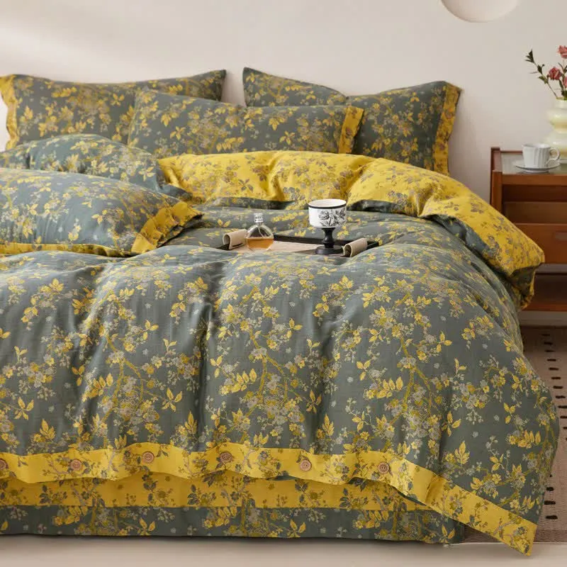 Biancheria da letto in garza di cotone jacquard Plum Blossom