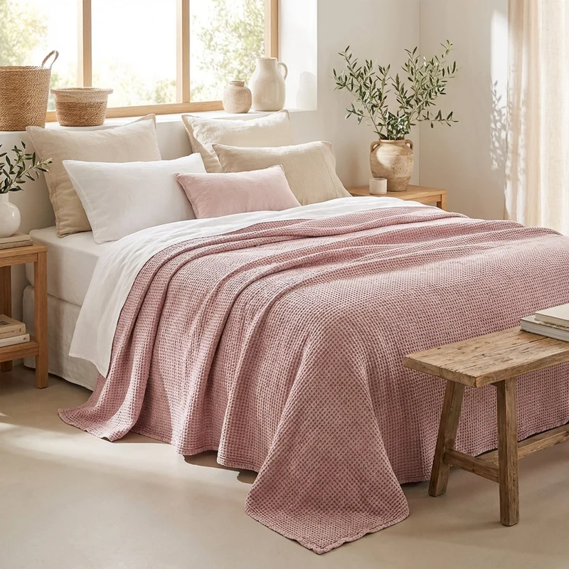 Copriletto Nido d’Ape Bloom Arnia – 100% Cotone Stone Washed