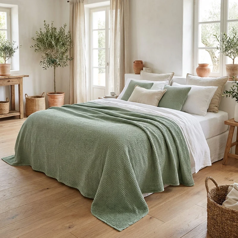 Copriletto Nido d’Ape Bloom Arnia – 100% Cotone Stone Washed