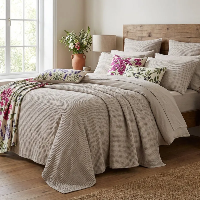 Copriletto Nido d’Ape Bloom Arnia – 100% Cotone Stone Washed