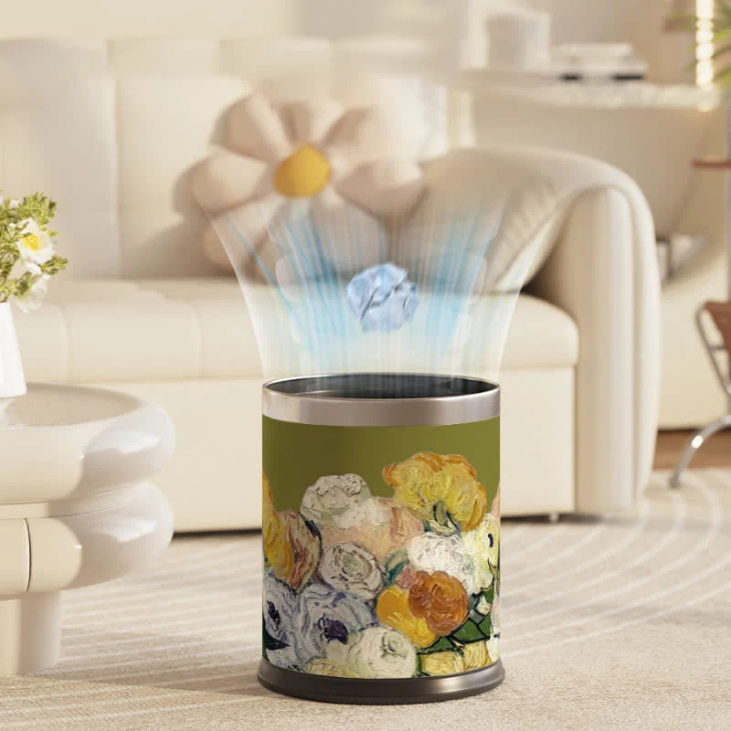 Elegante cestino per rifiuti di grande capacità con dipinto a olio
