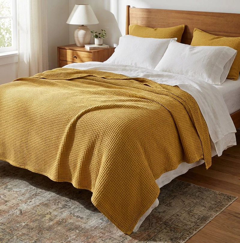Copriletto Nido d’Ape Bloom Arnia – 100% Cotone Stone Washed