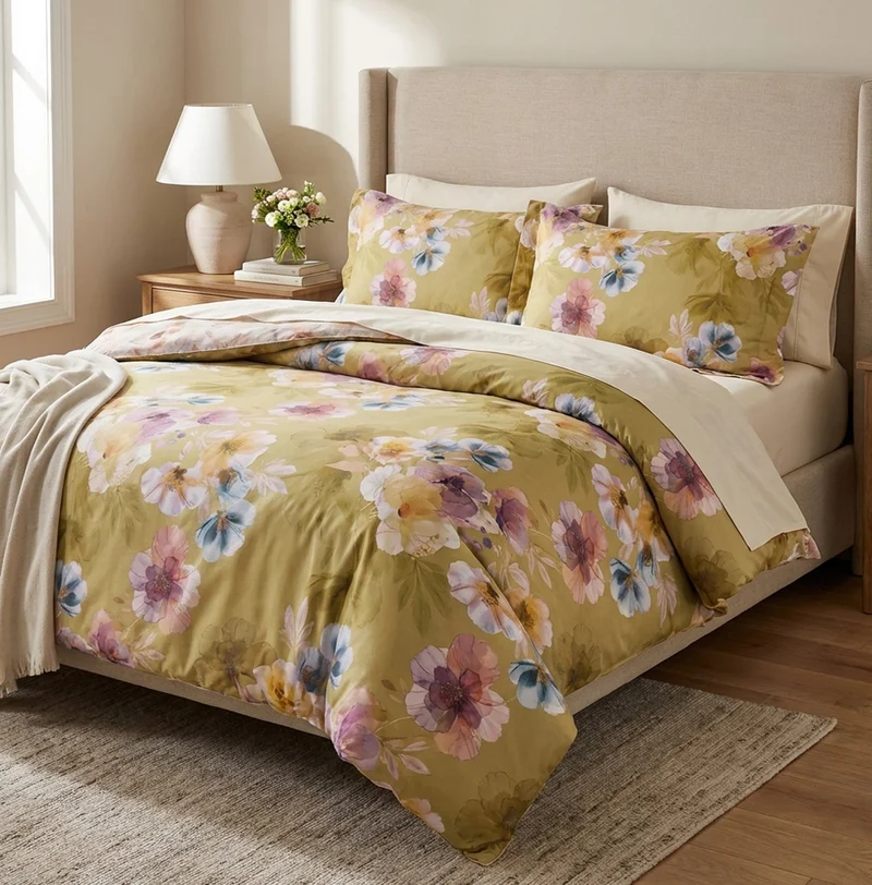 Completo Copripiumino Matrimoniale Maxi Double Face Tessitura Randi – Percalle di Cotone 200 TC Yumi