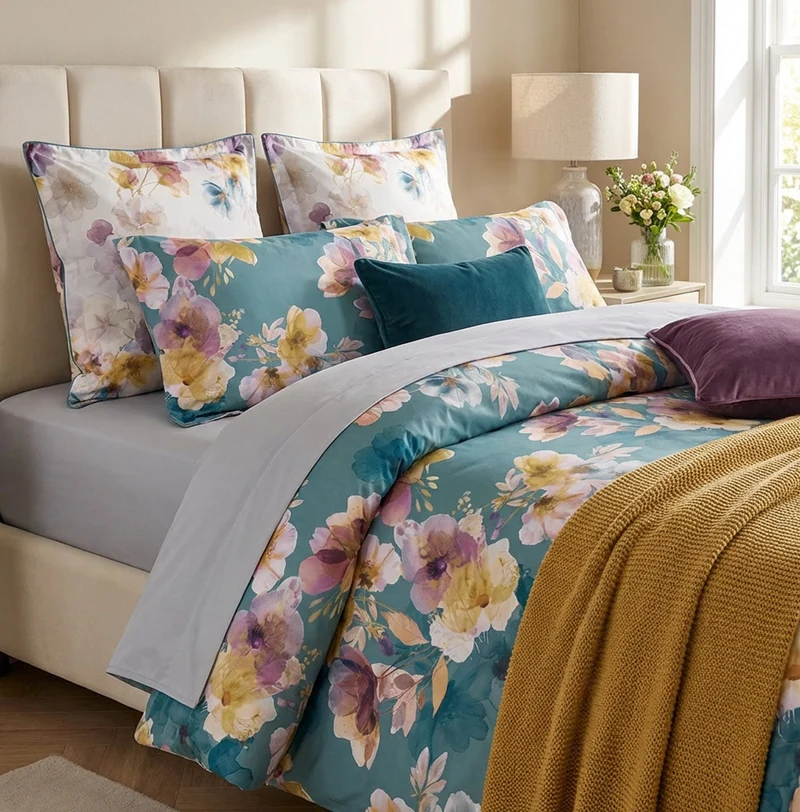 Completo Copripiumino Matrimoniale Maxi Double Face Tessitura Randi – Percalle di Cotone 200 TC Yumi