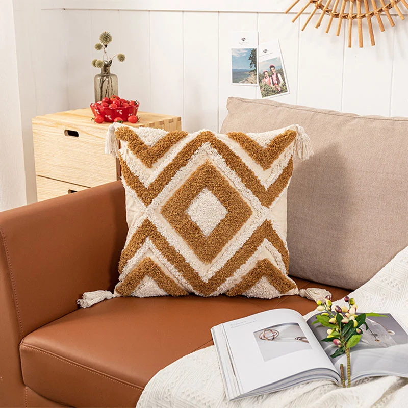 Copricuscino Ownkoti in jacquard marocchino con nappe