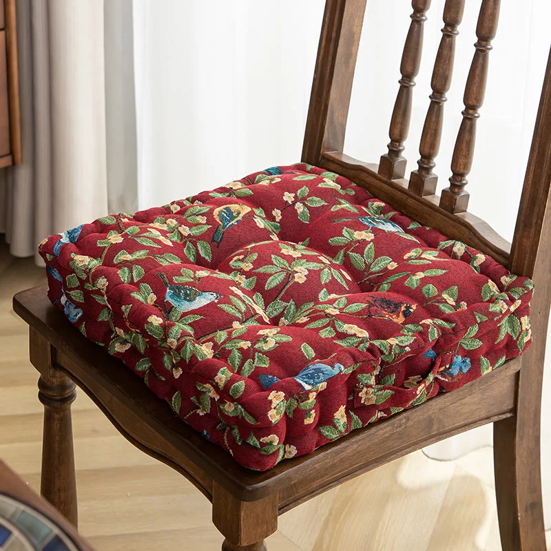 Cuscino per sedia in jacquard con motivo a foglie di uccello