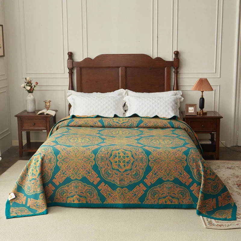 Copriletto reversibile in fibra di bambù con fiori Boho