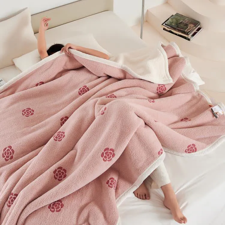 Coperta in pile con motivo pastorale Camellia per ragazze