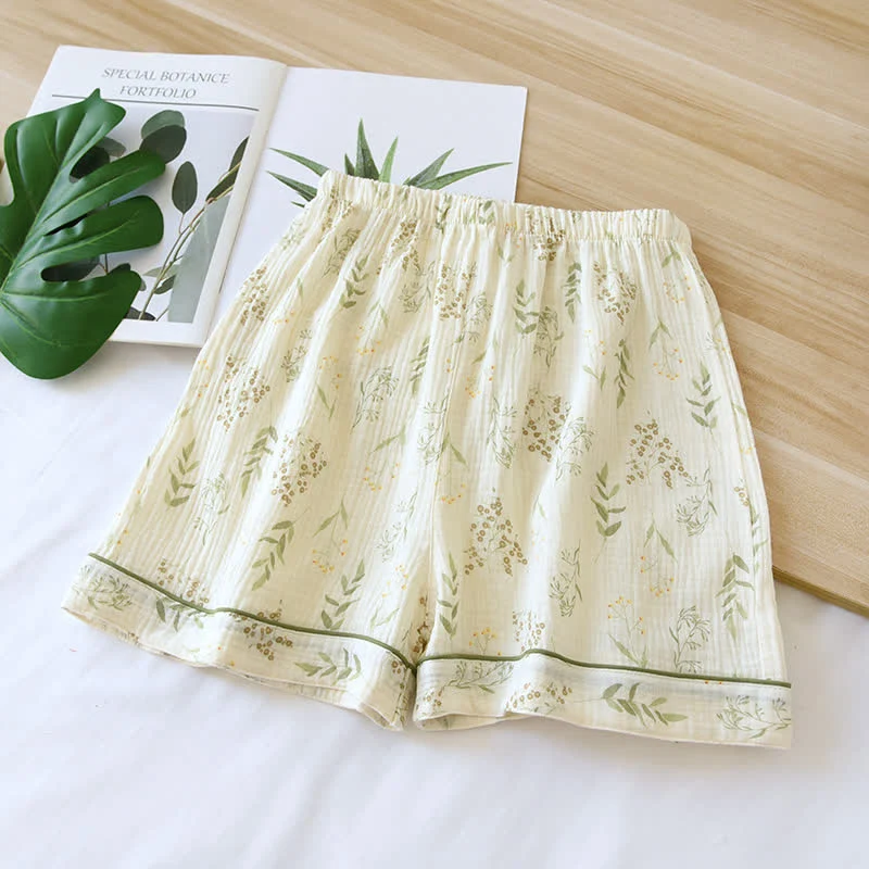 Pantaloncini da pigiama pastorali morbidi in garza di cotone