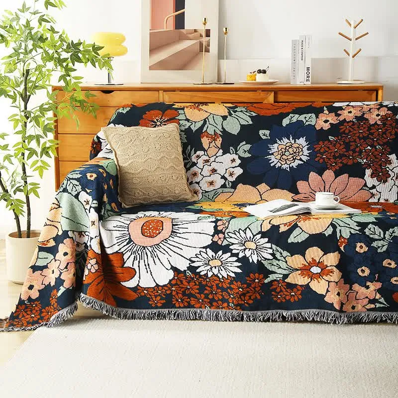 Coperta funzionale con nappa Bright Flower