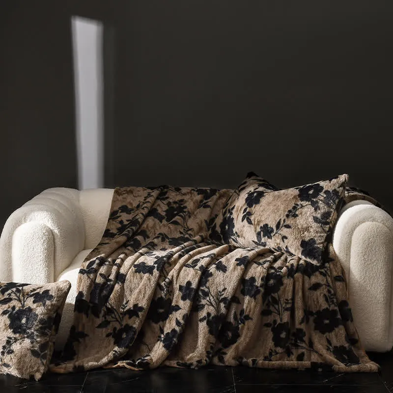 Coperta da divano in velluto con motivo floreale vintage