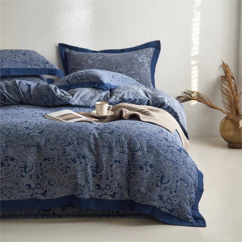 Set di biancheria da letto vintage in garza di cotone jacquard (4 pezzi)