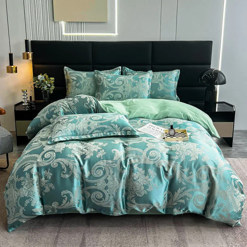 Set di biancheria da letto traspirante di lusso in raso jacquard (4 pezzi)