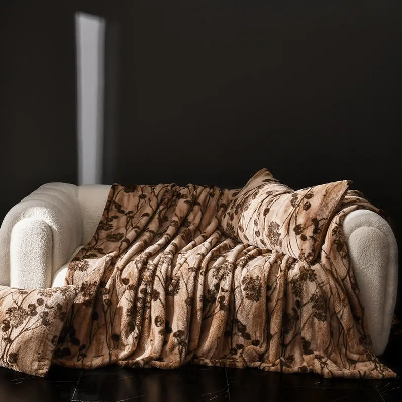 Coperta da divano in velluto con motivo floreale rustico