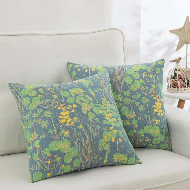 Federe in garza di cotone jacquard Lotus Pond (2 pezzi)
