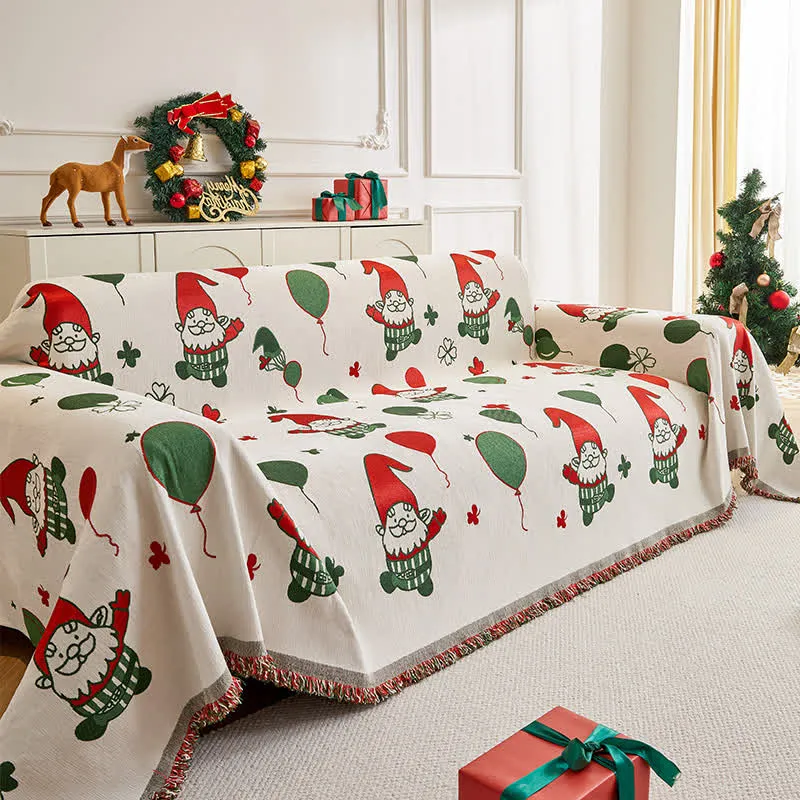 Copridivano funzionale in ciniglia con Babbo Natale