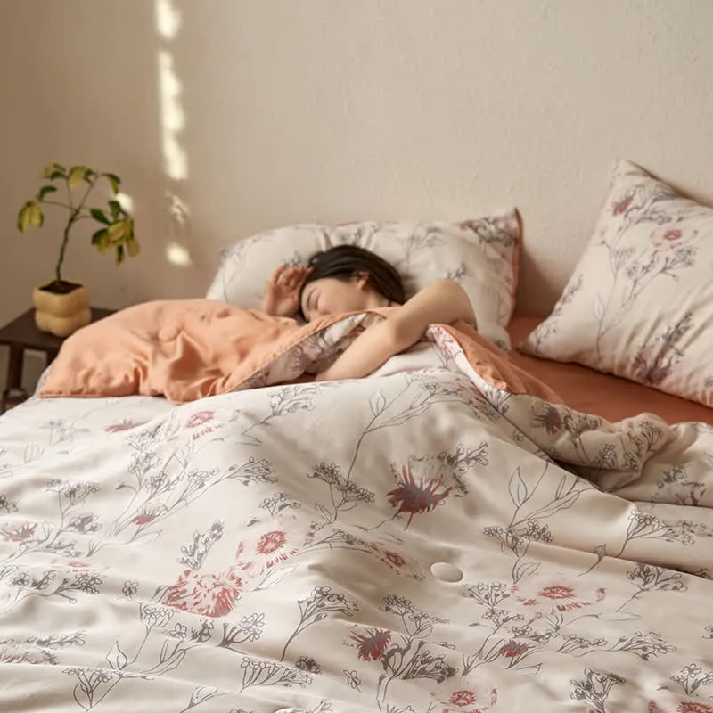 Biancheria da letto traspirante floreale in fibra di Lyocell estiva