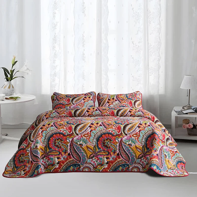 Set di biancheria da letto trapuntata elegante in stile bohémien (3 pezzi)