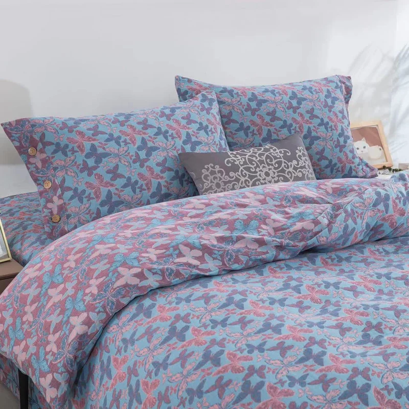 Elegante set di biancheria da letto in garza di cotone a forma di farfalla (4 pezzi)