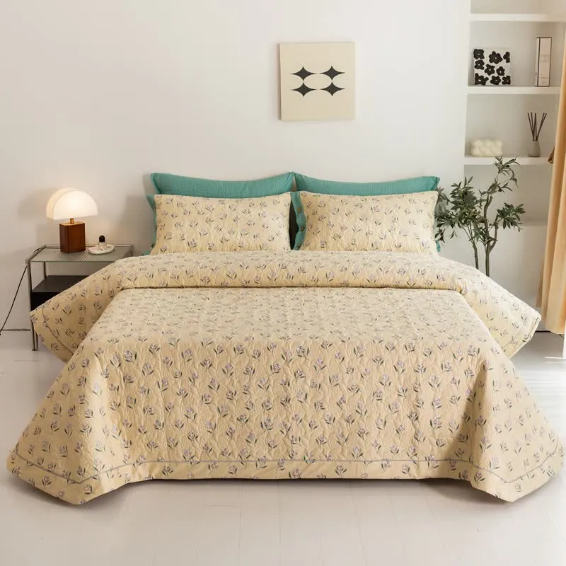 Biancheria da letto trapuntata in puro cotone con motivo Tulipano rustico