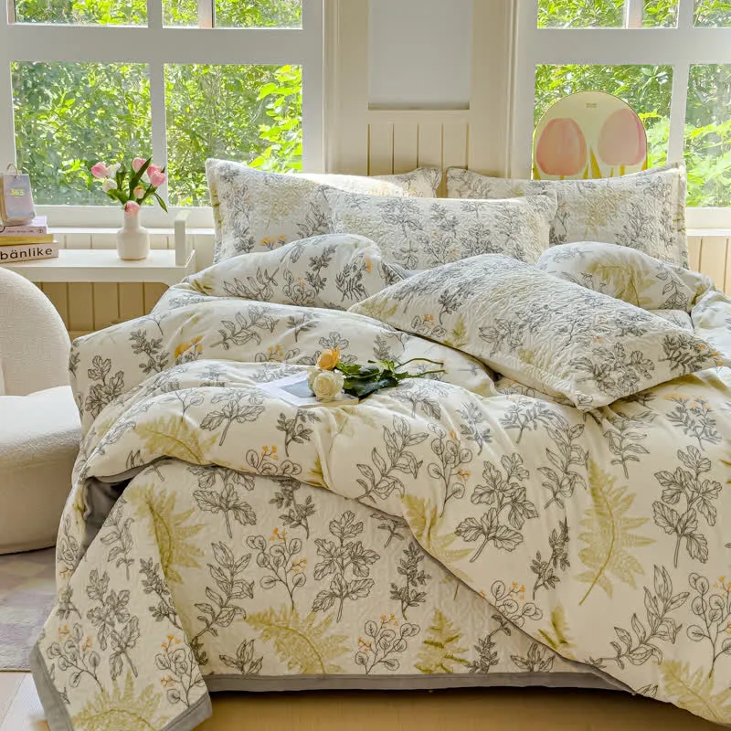Set di biancheria da letto in velluto caldo in stile rurale (4 pezzi)