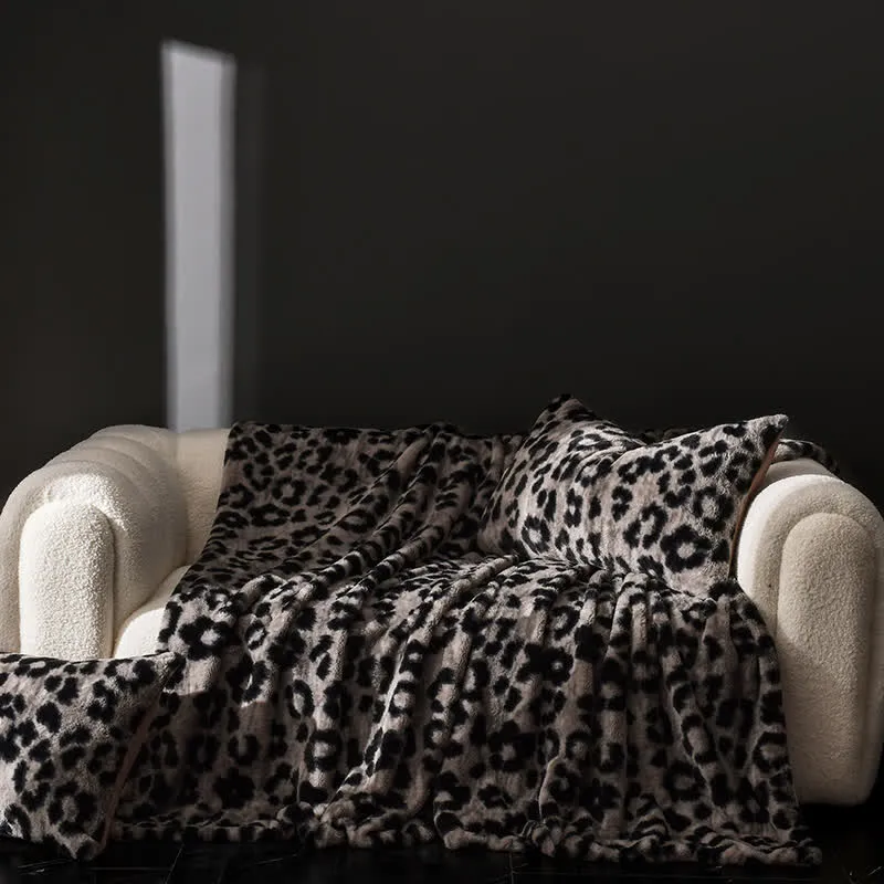 Coperta per divano in velluto caldo con stampa leopardata